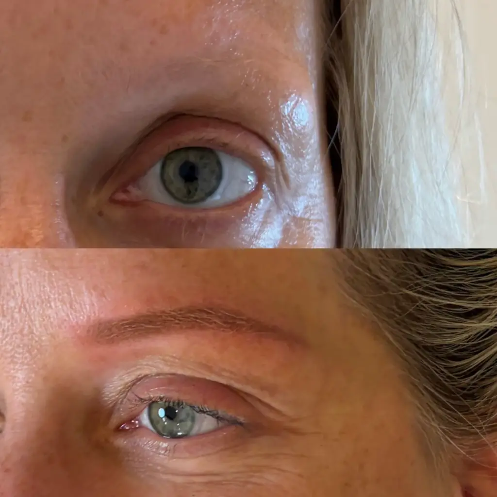 Ombré and nano brows before and after by Bea Pereira, Bristol